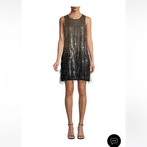 Parker Black Label Sequin Feather Detail Dress